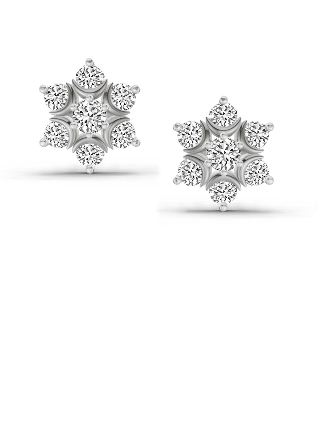 Sparkles Lab Grown Diamond 0.92 Carat Round Flower Stud Earrings 14K White Gold