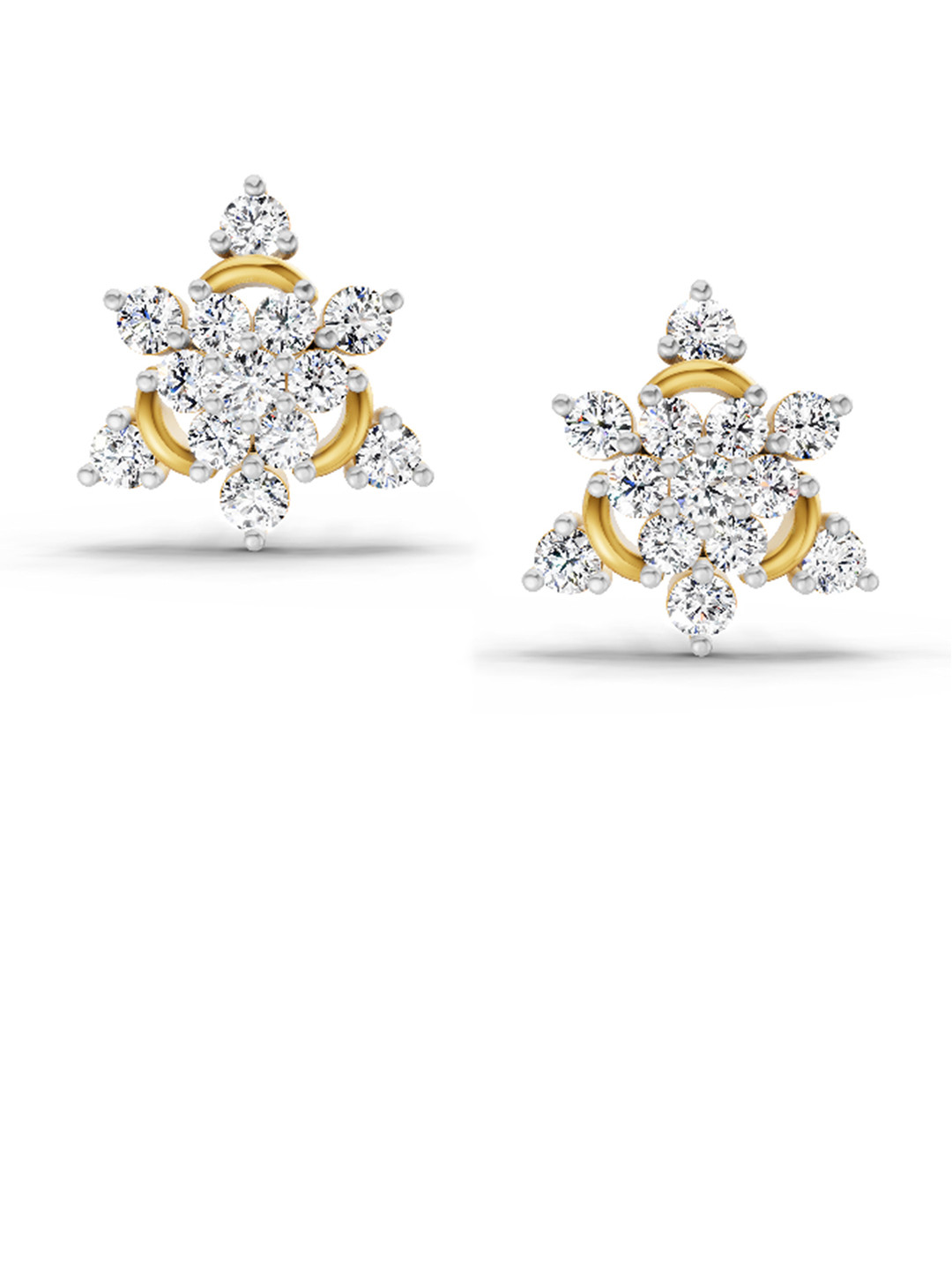 Sparkles Lab Grown Diamond 1.17 Carat Round Flower Earrings Yellow Gold