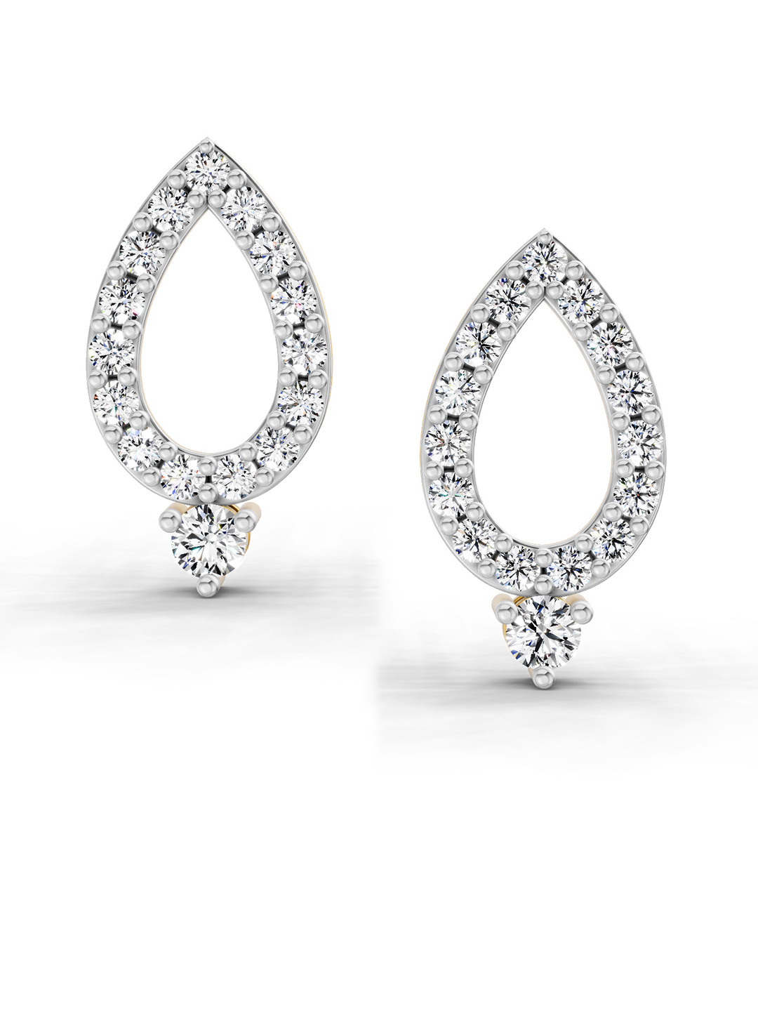 Sparkles Lab Grown Diamond 0.88 Carat Round Teardrop Stud Earrings 14K Yellow Gold