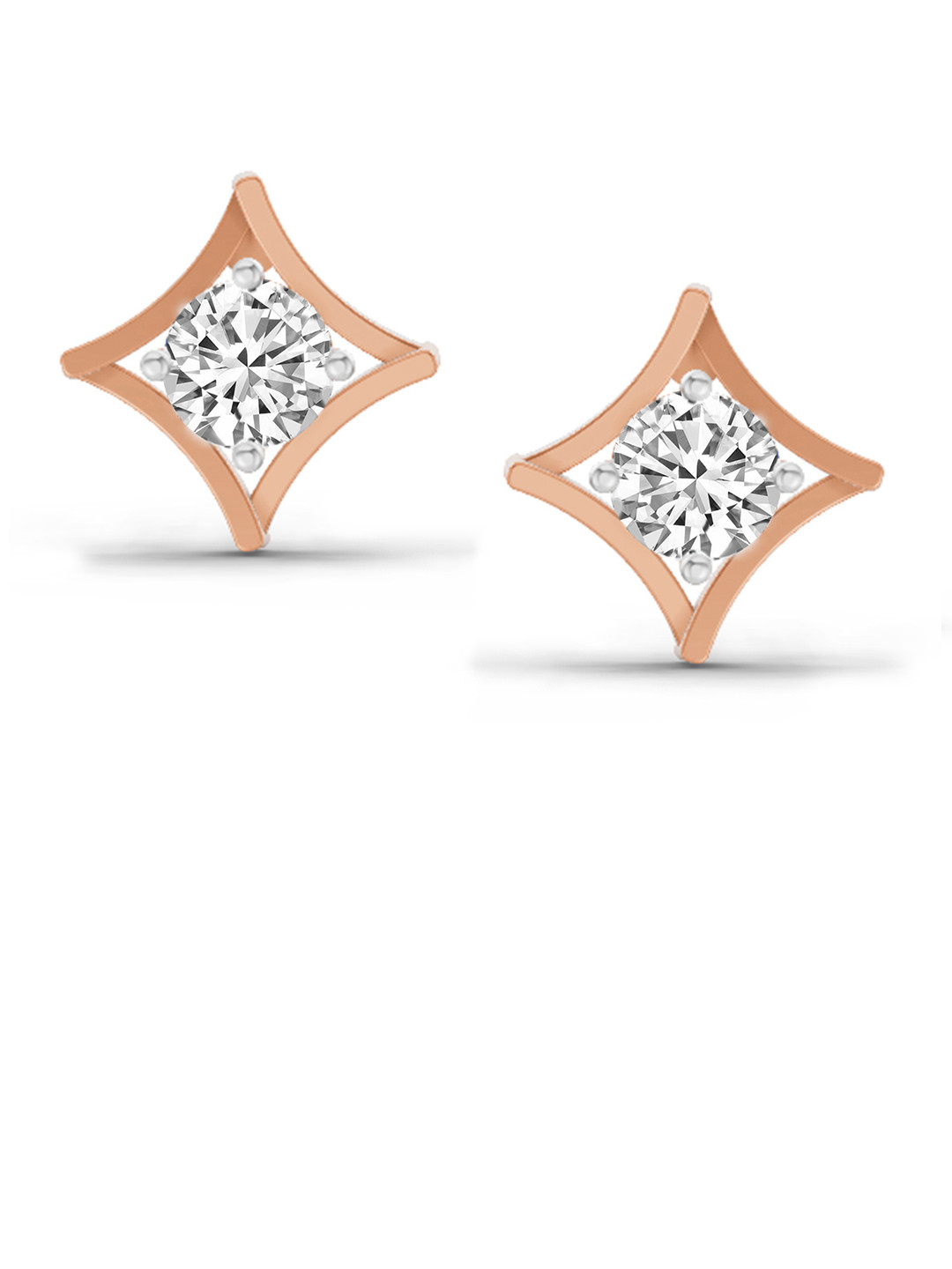 Sparkles Lab Grown Diamond 0.46 Carat Round Stud Earrings 14K Rose Gold