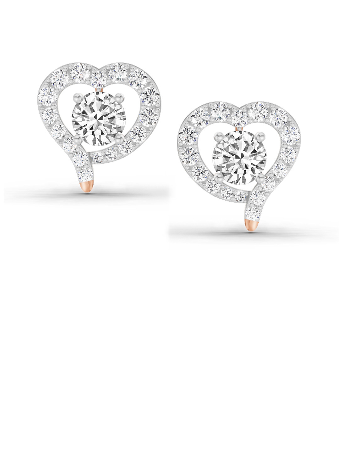 Sparkles Lab Grown Diamond 1.64 Carat Round Halo Heart Shape Earrings 14K Rose Gold