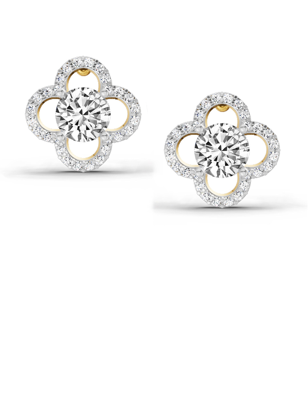 Sparkles Lab Grown Diamond 1.27 Carat Round Halo Stud Earrings 14K Yellow Gold