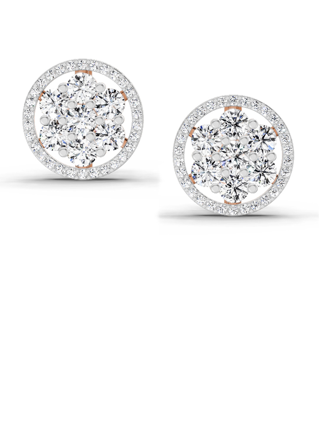 Sparkles Lab Grown Diamond 1.78 Carat Round Halo Cluster Stud Earrings Rose Gold