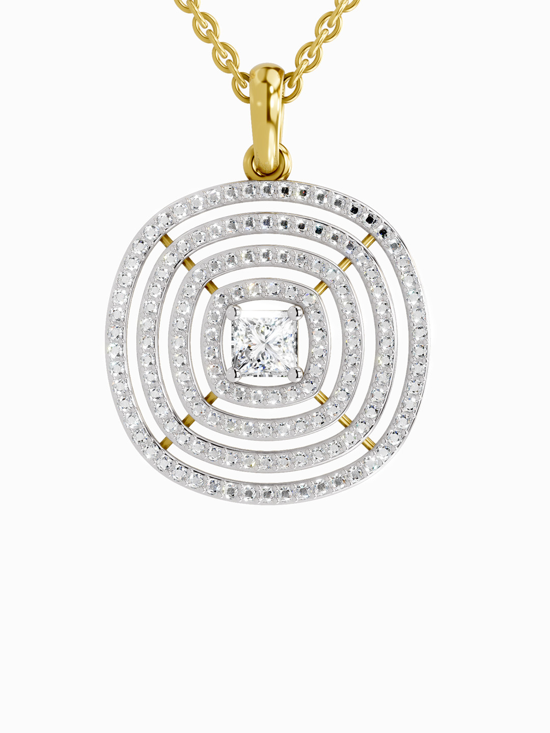 Sparkles Lab Grown Diamond 1.32 Carat Circle Shpae Pendant 14K Yellow Gold