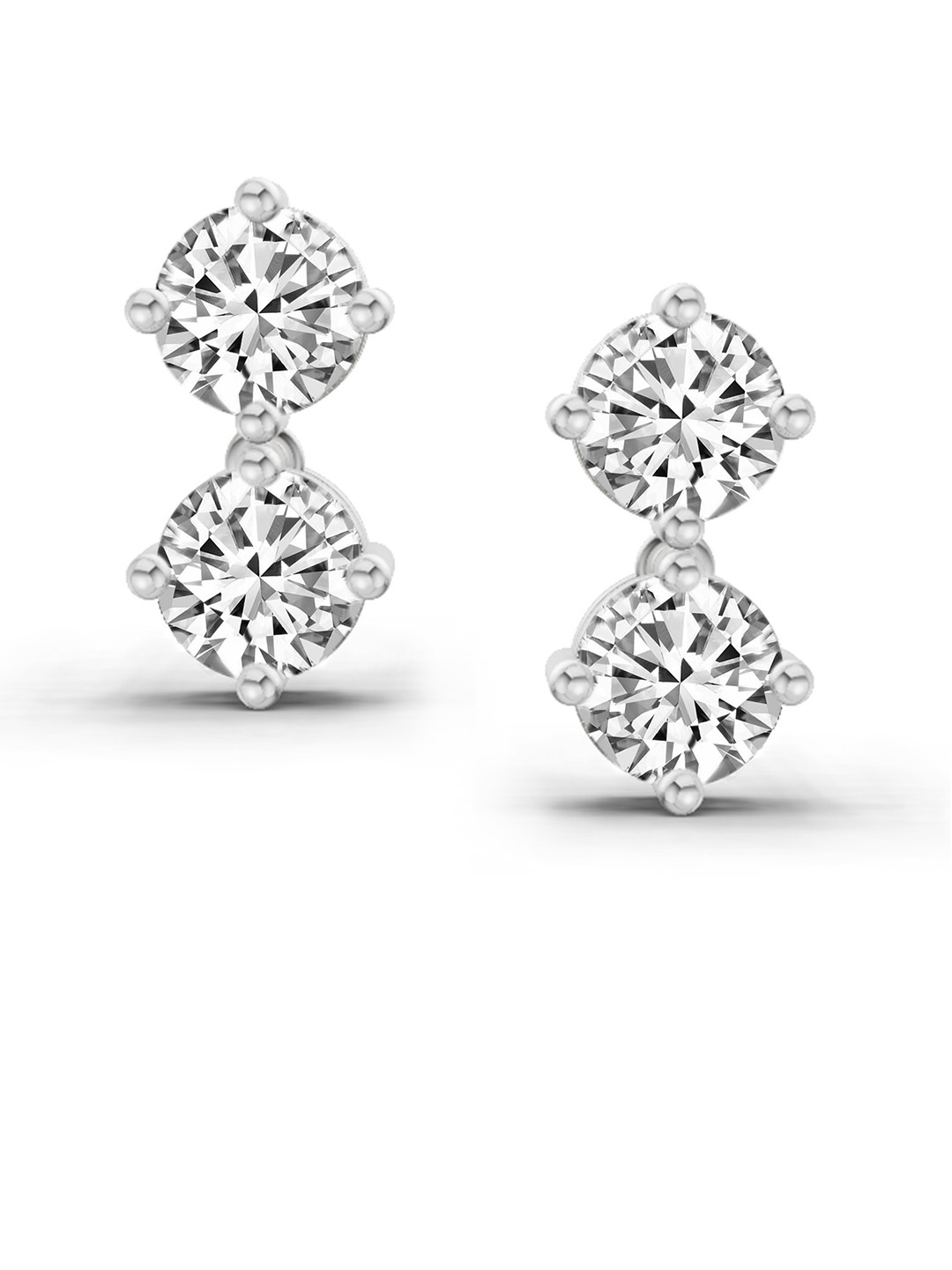 Sparkles Lab Grown Diamond 1.06 Carat Round Drop Earrings 14K White Gold