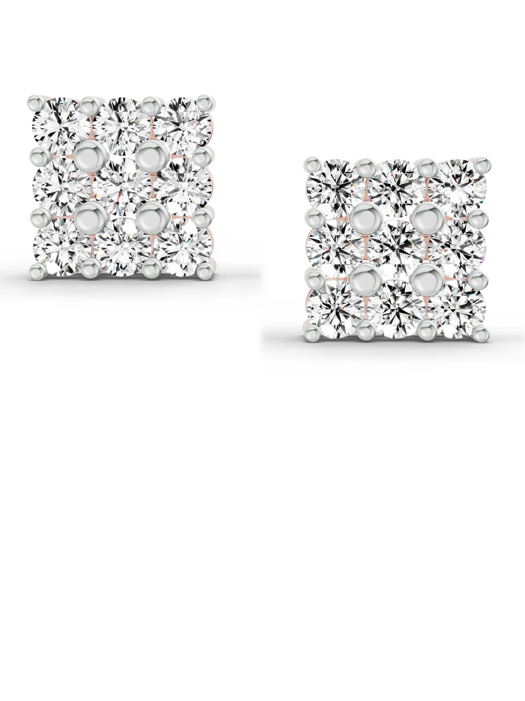 Sparkles Lab Grown Diamond 0.93 Carat Round Cluster Stud Earrings 14K Rose Gold