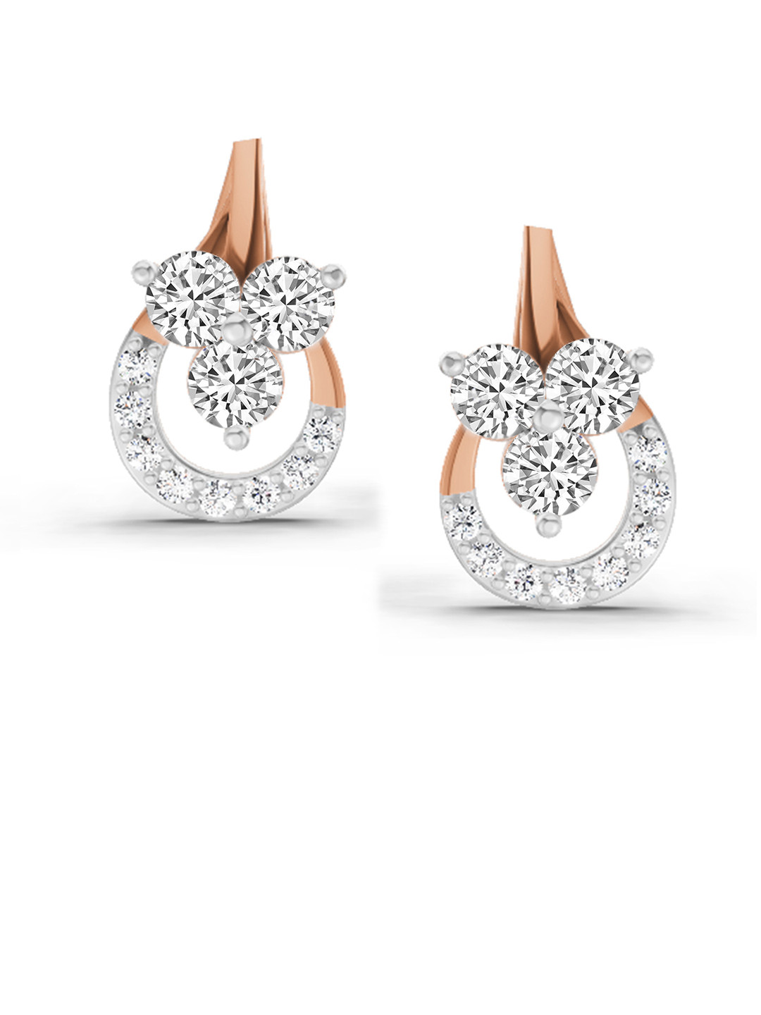 Sparkles Lab Grown Diamond 0.45 Carat Round Teardrop Stud Earrings 14K Rose Gold