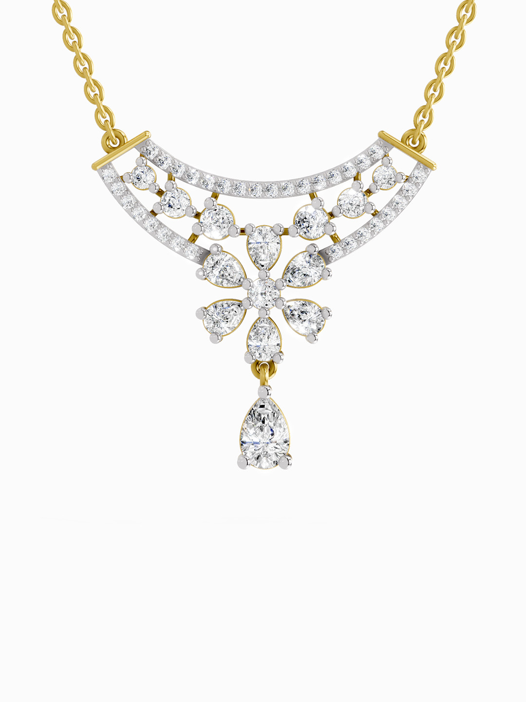 Sparkles Lab Grown Diamond 2.06 Carat Pendant Necklace 14K Yellow Gold