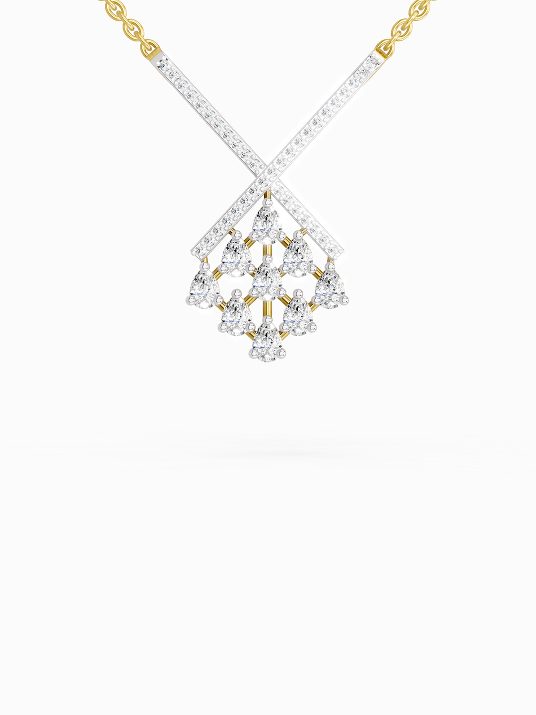 Sparkles Lab Grown Diamond 0.94 Carat Pear Pendant Necklace 14K Yellow Gold