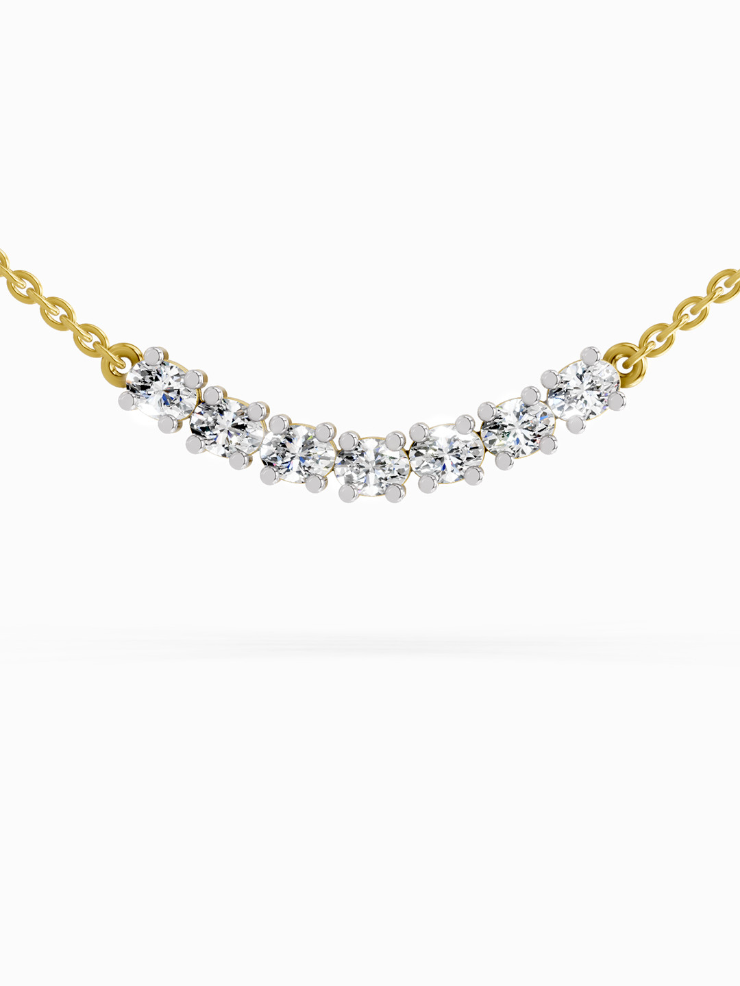 Sparkles Lab Grown Diamond 1.26 Carat Oval Bar Necklace 14K Yellow Gold