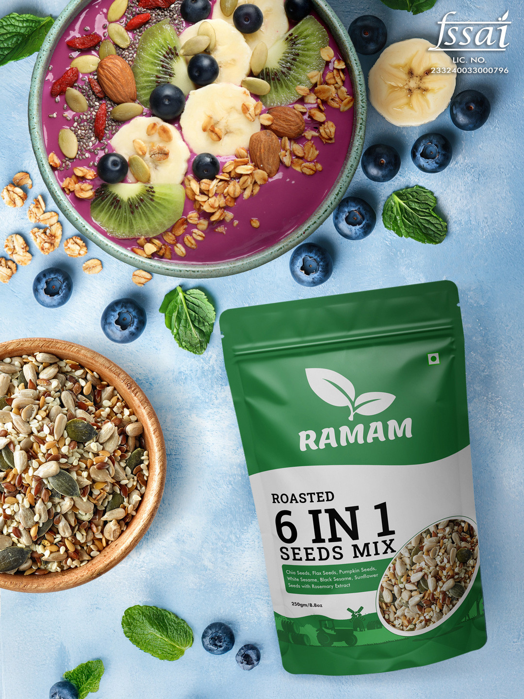 Ramam Roasted 6 In 1 Mix Seeds Nuts Seeds & Dried Fruits 250g