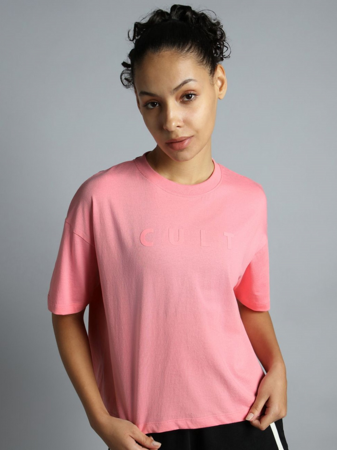 CULT Women Pink Tonal Branding Graphic T-shirt