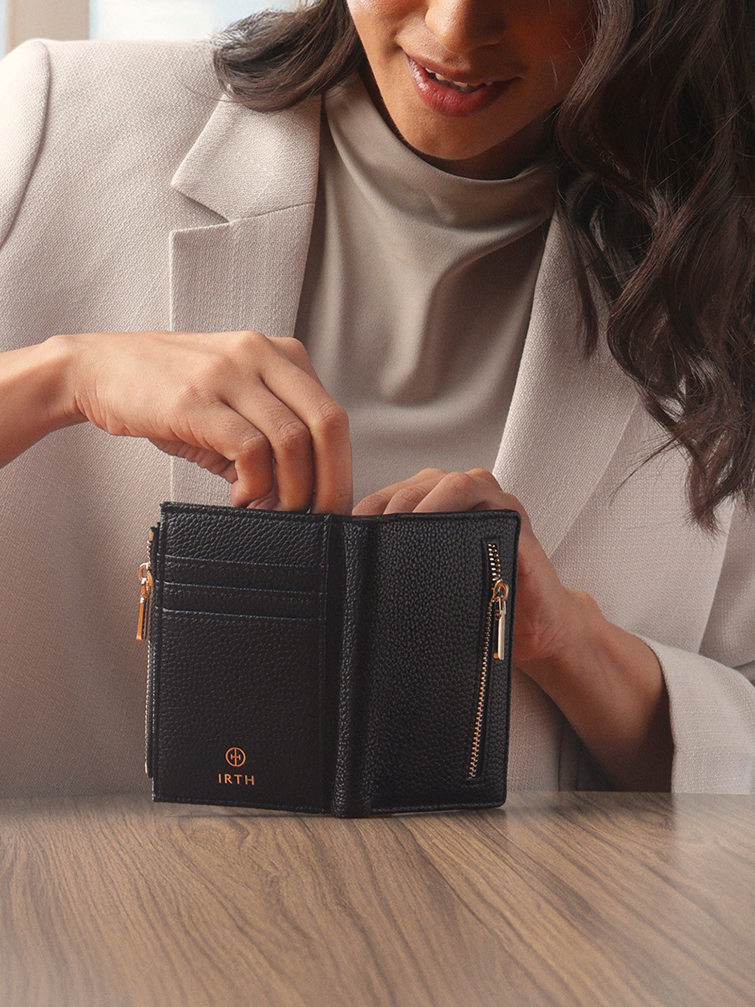 IRTH by House of Titan Women Yara Abstract Textured Two Fold Wallet