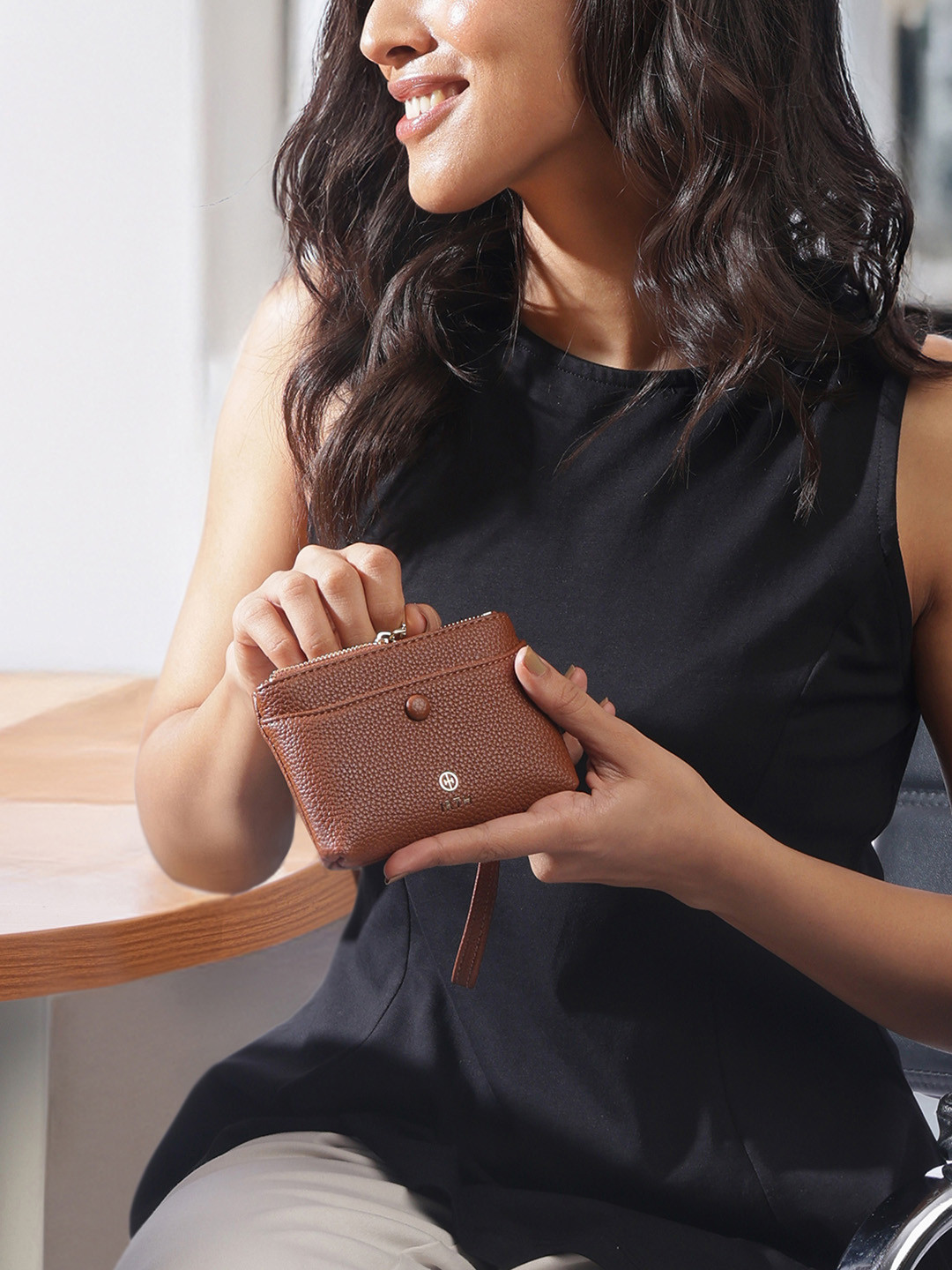 IRTH by House of Titan Women Vera Abstract Textured Zip Around Wallet