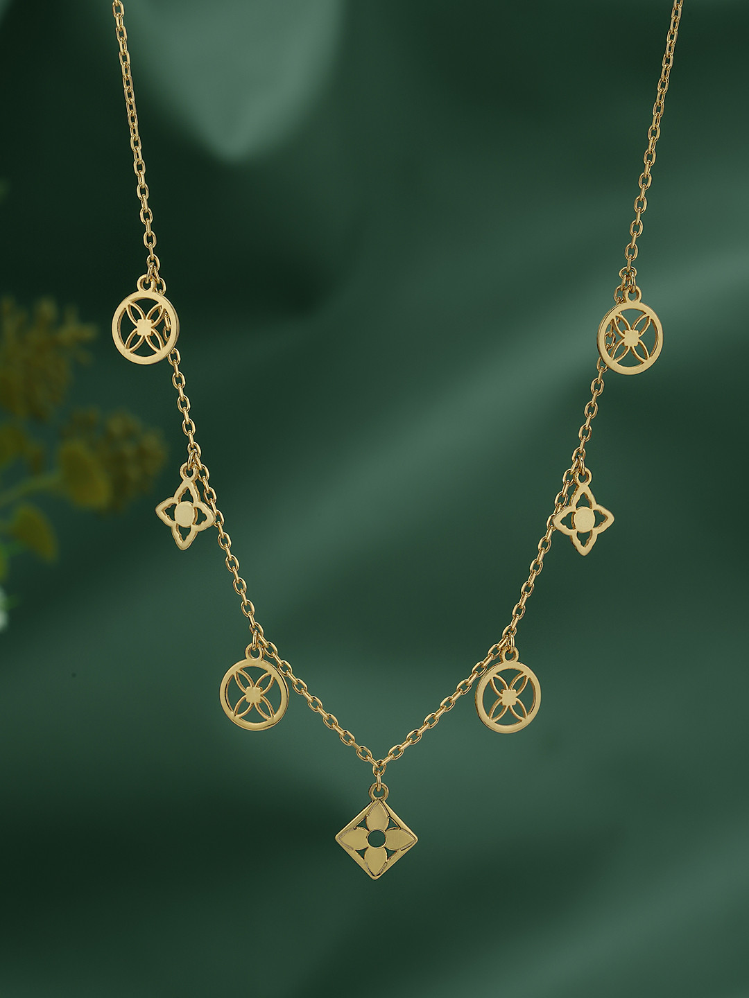 Carlton London 18kt Gold Plated Multiple Charm Fancy Necklace