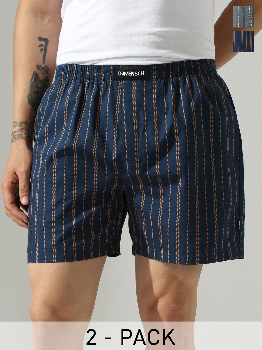 DaMENSCH Pack of 2 Printed Pure Cotton Ultra-Light Boxers BS1002-MX2392