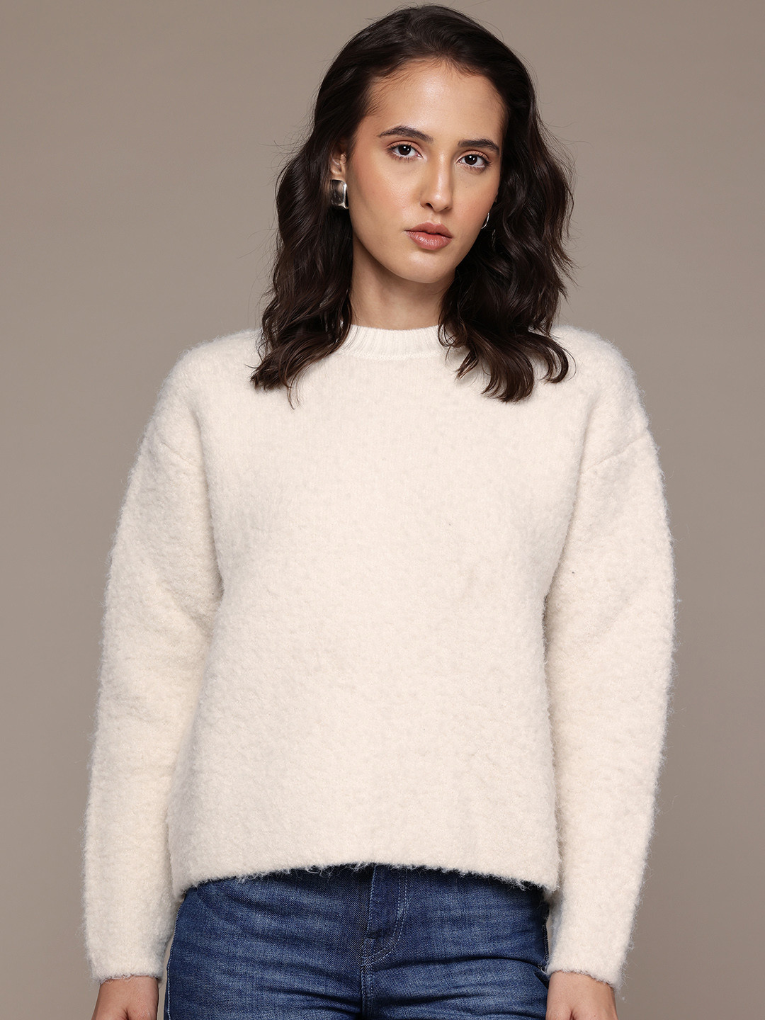 MANGO Round Neck Soft Finish Pullover