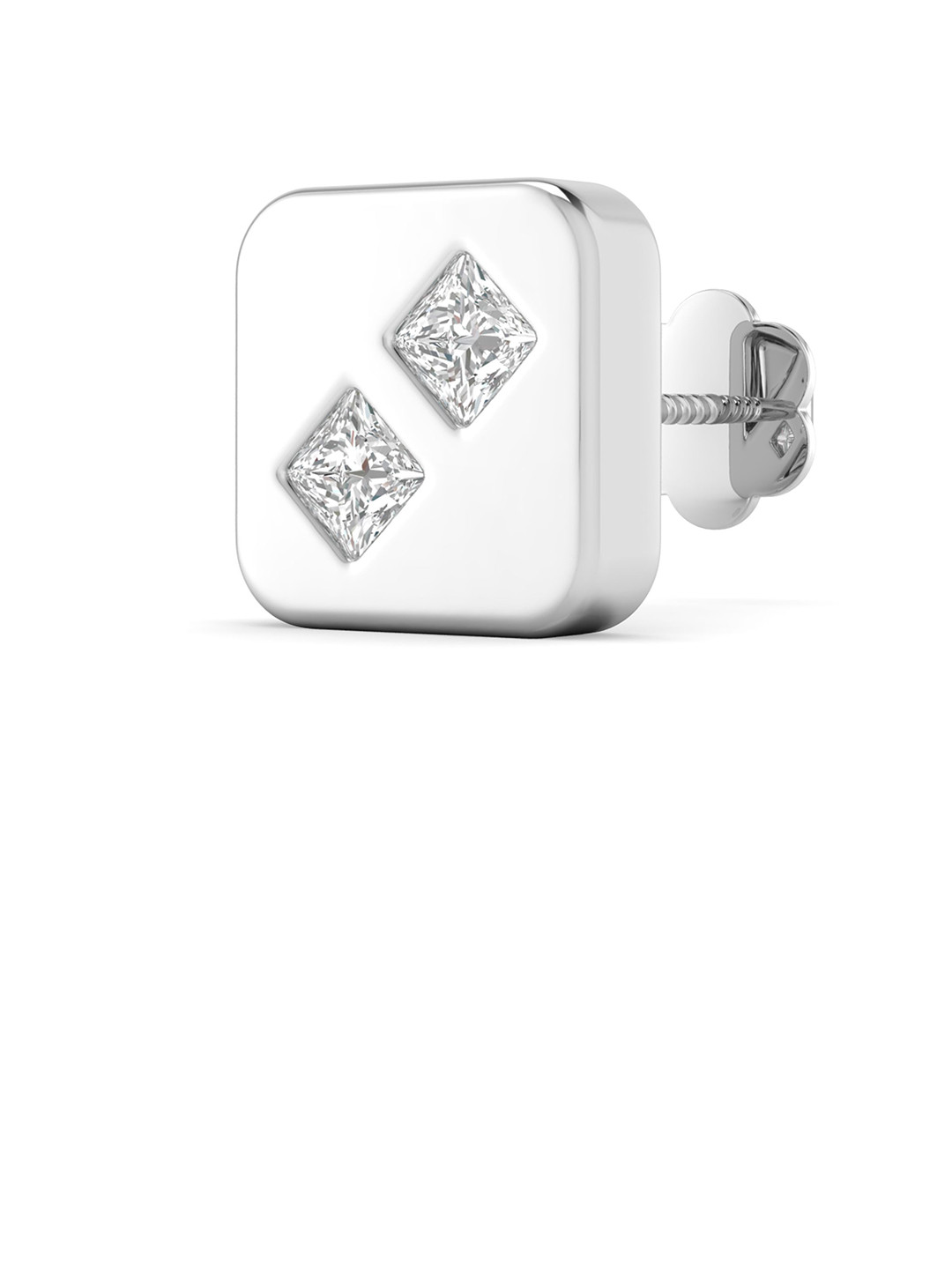 ORIONZ Men Sterling Silver Cubic Zirconia Studded Square Shaped Studs