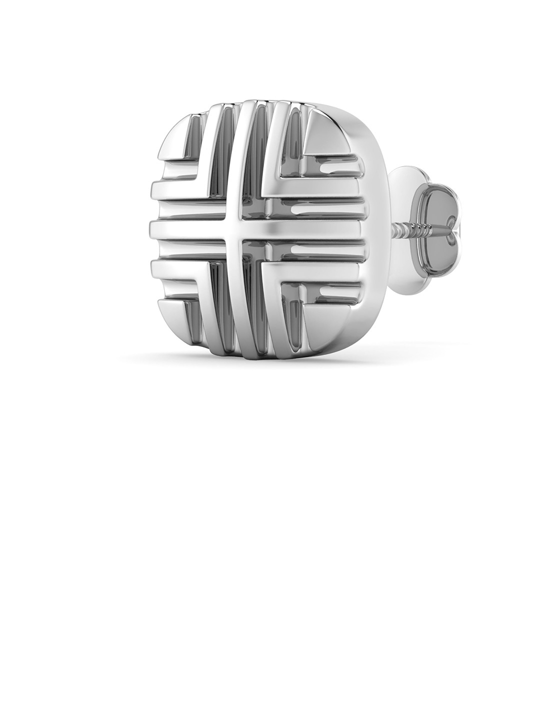 ORIONZ Men Sterling Silver Grid Pop Contemporary Stud