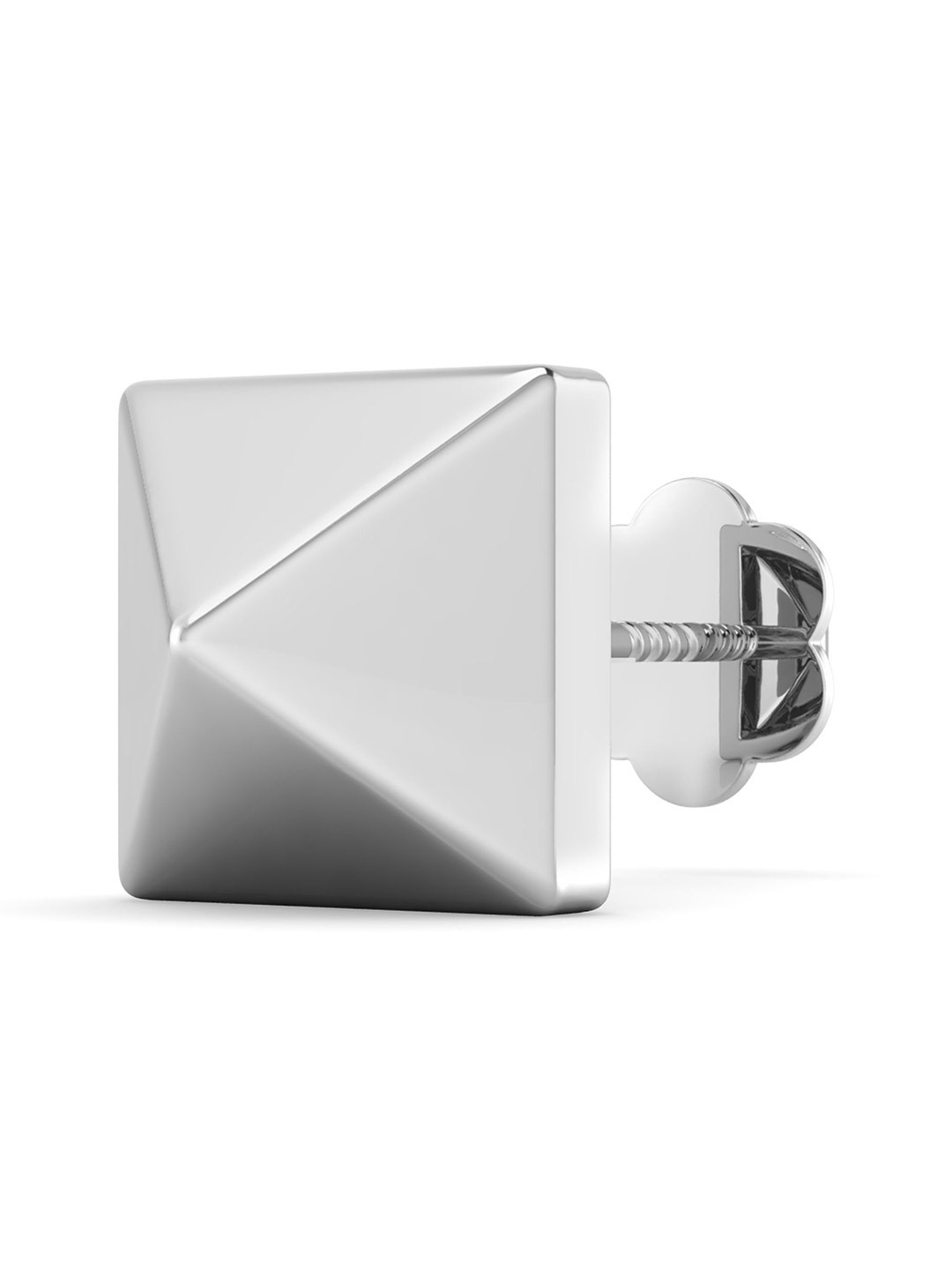 ORIONZ Men Sterling Silver Pyramid Shaped Studs