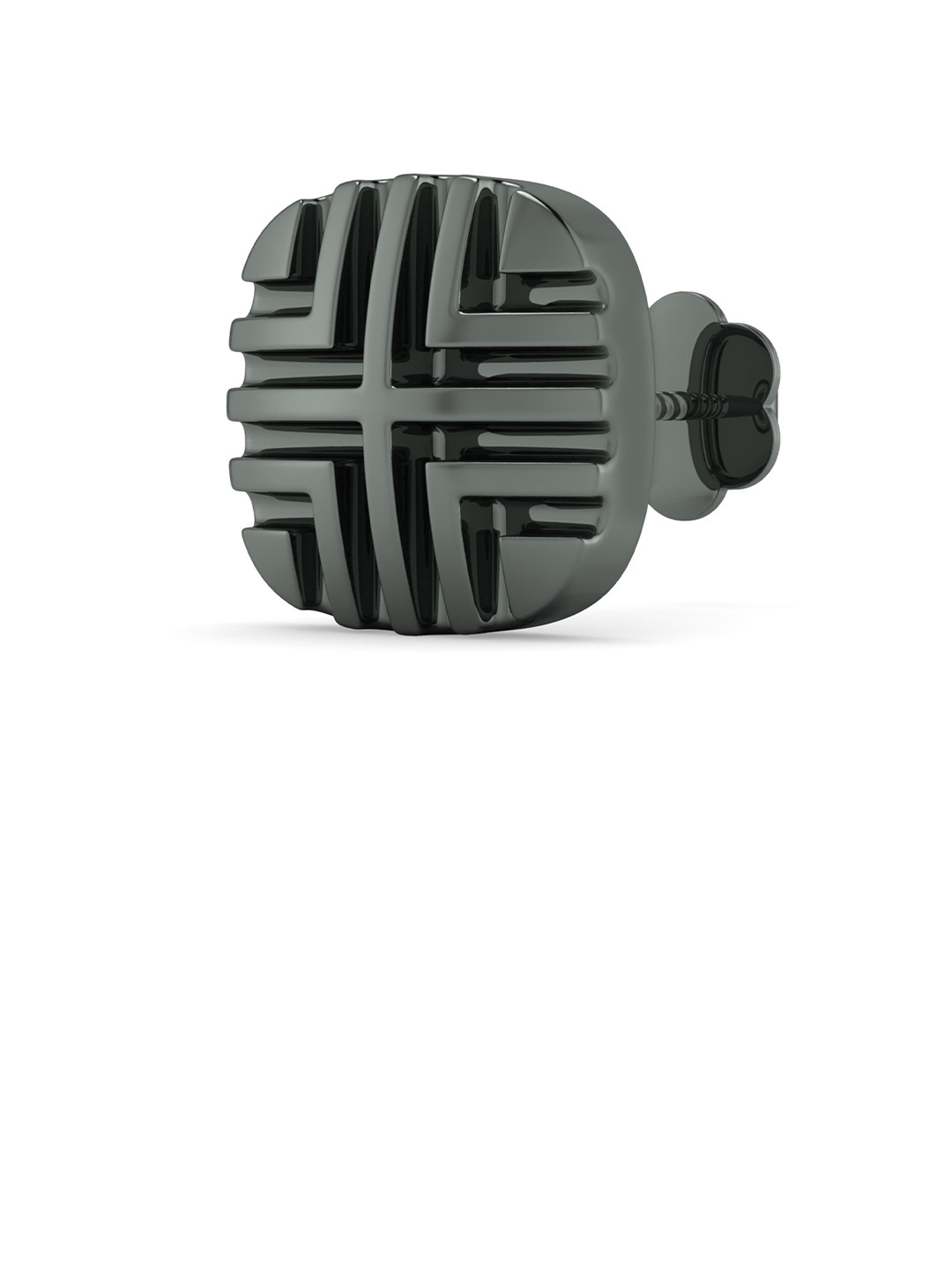 ORIONZ Men Sterling Silver Grid Pop Contemporary Stud