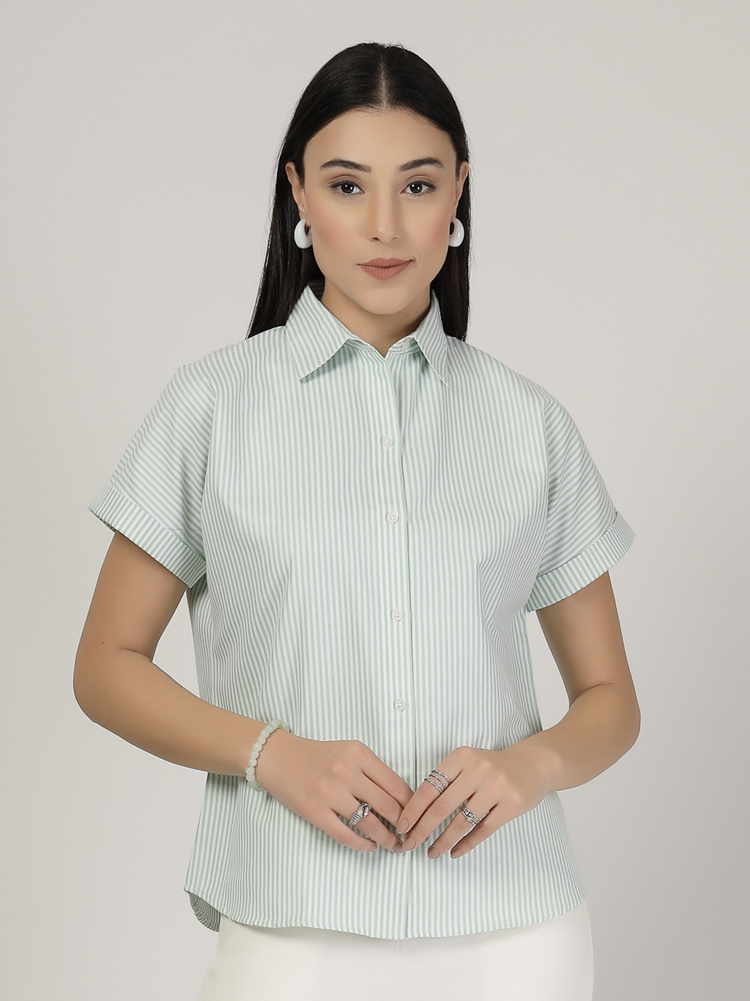 Style Quotient Vertical Stripes Smart Spread Collar Formal Shirt