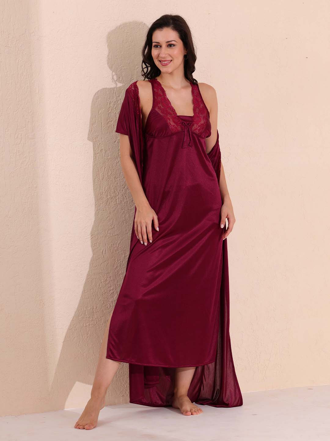 Arela Women Satin Baby Doll with Robe