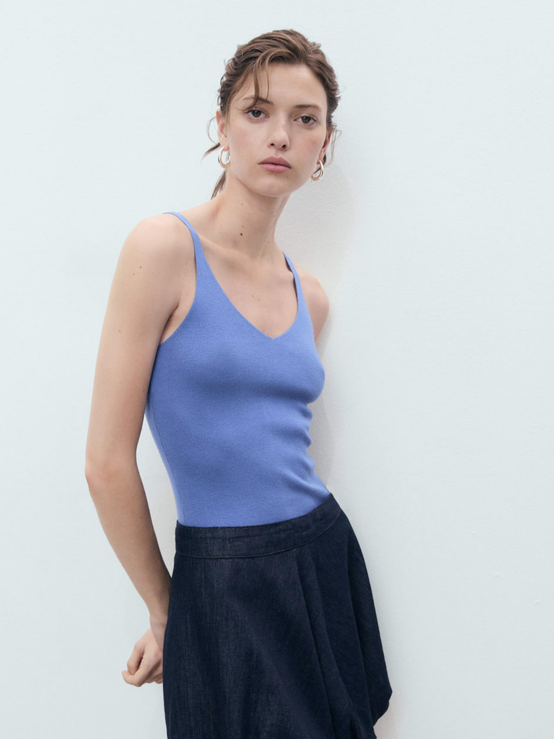 MANGO V-Neck Open Back Knitted Top