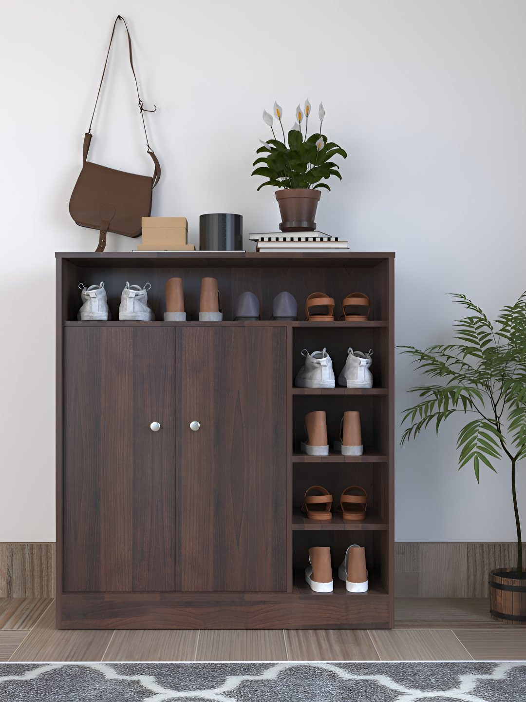 Wood Inspire Brown Engineered Wood Shoe Rack