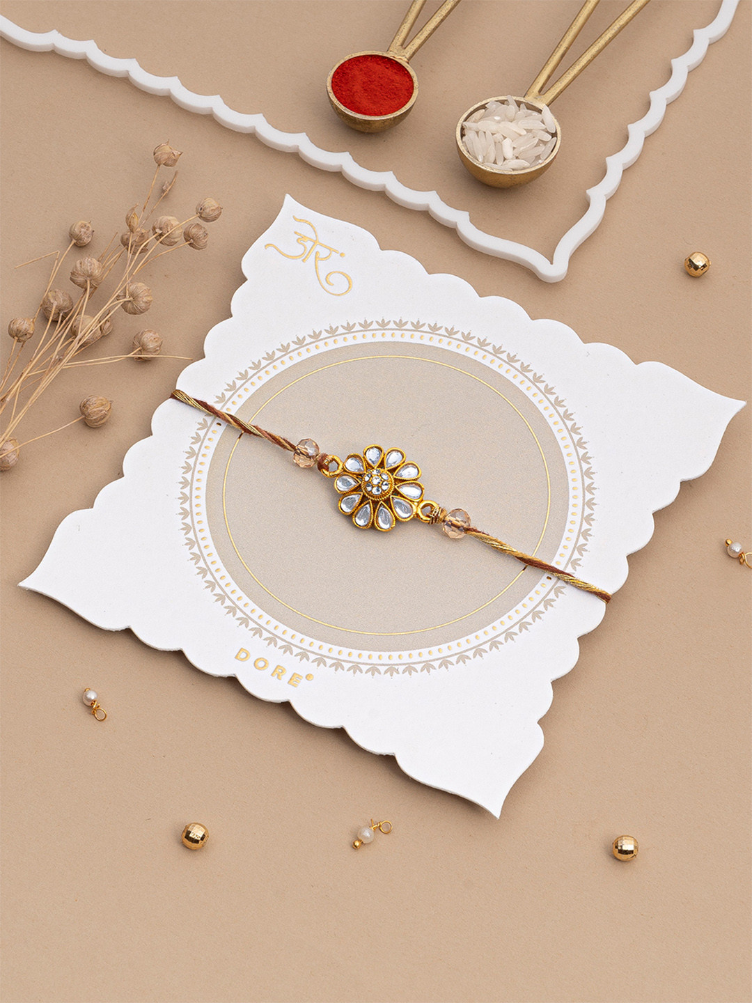 Dore Moti Haar Floral Thread Rakhi