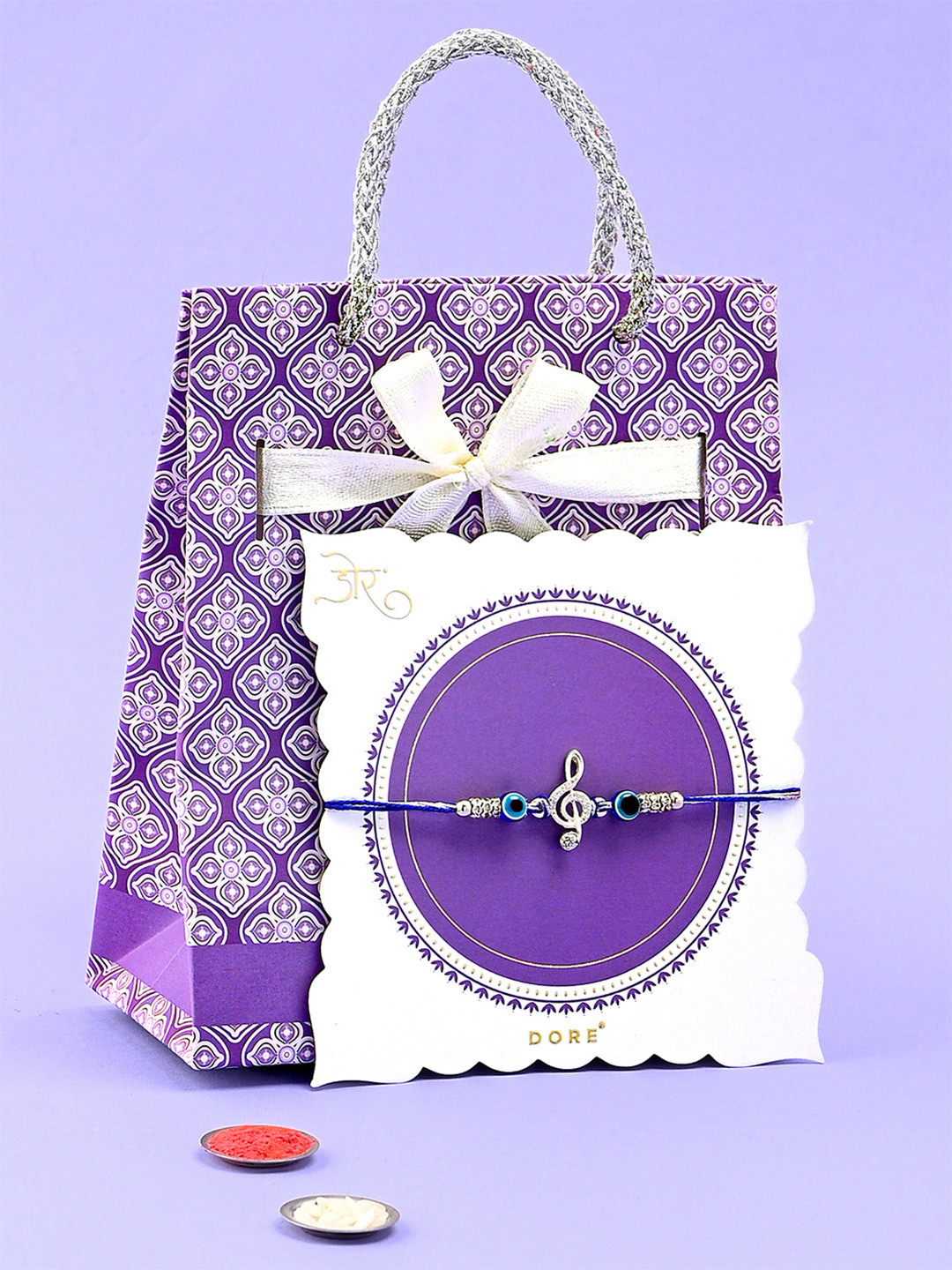 Dore 925 Silver Music Node Evil Eye Rakhi