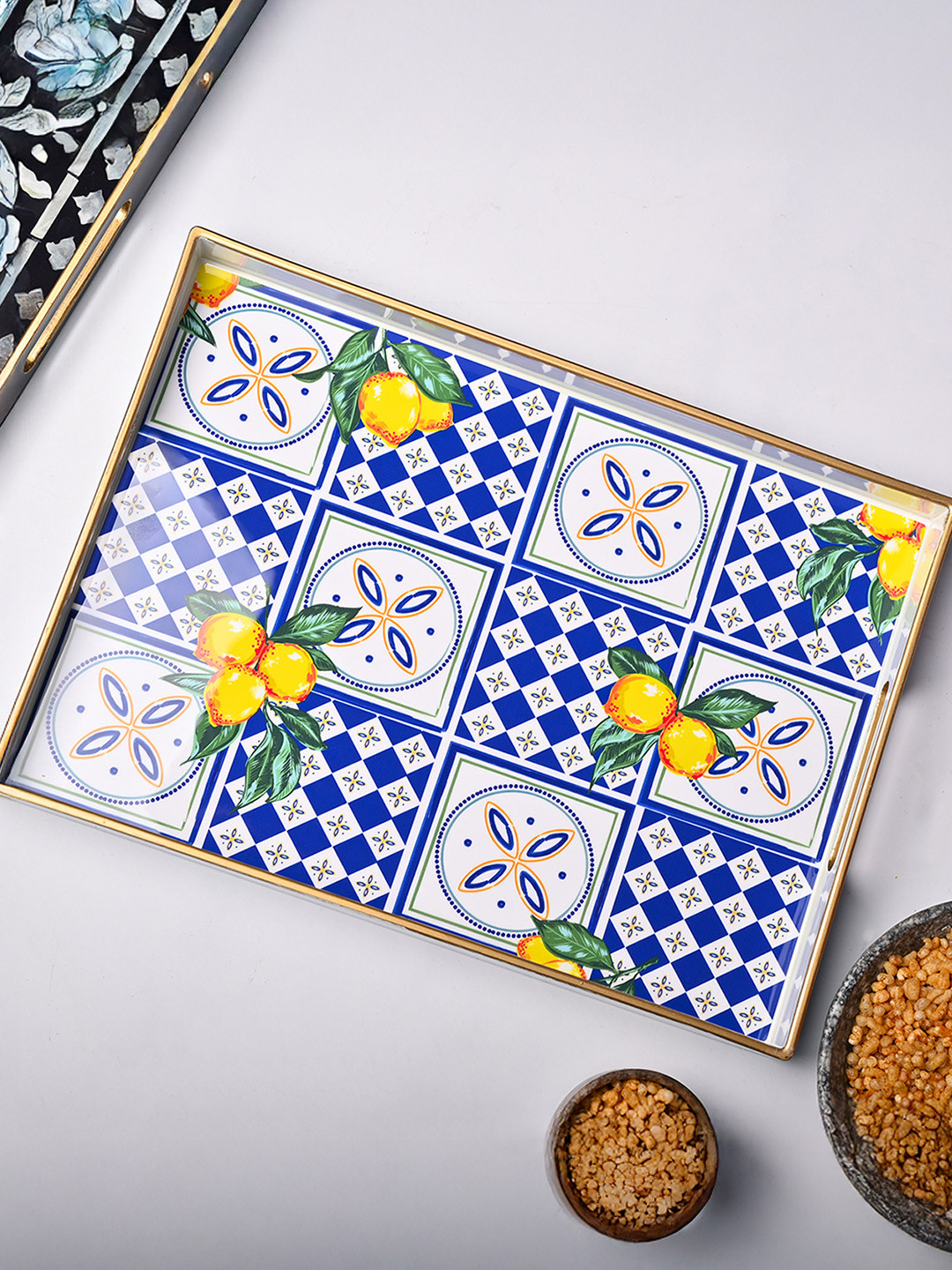 MARKET99 VON CASA Multicolour Floral Large Rectangular Serving Tray