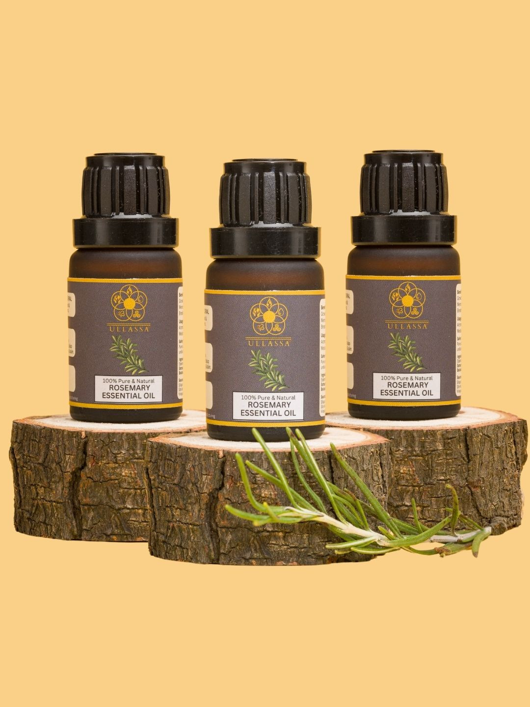 ULLASSA Pack of 3 Rosemary Essential Oil For Hair Growth and Skincare