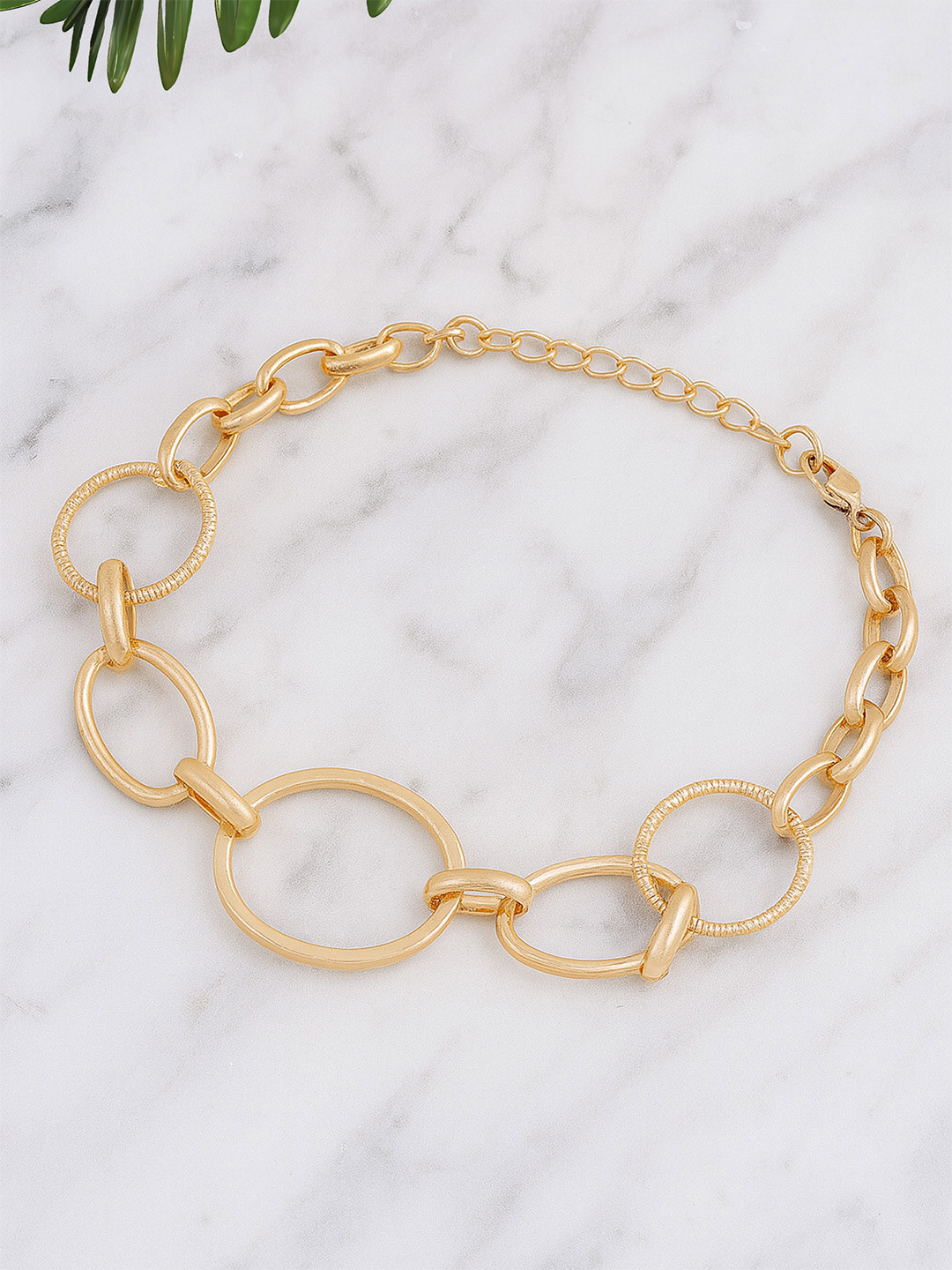 Adwitiya Collection Gold-Plated Circle Link Bracelet