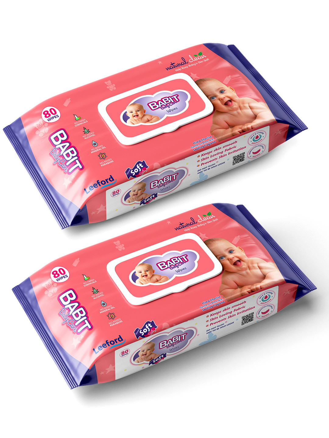 Babit Kids Set Of 2 Wet Wipes With Lid & Aloevera - 80 Pcs Each