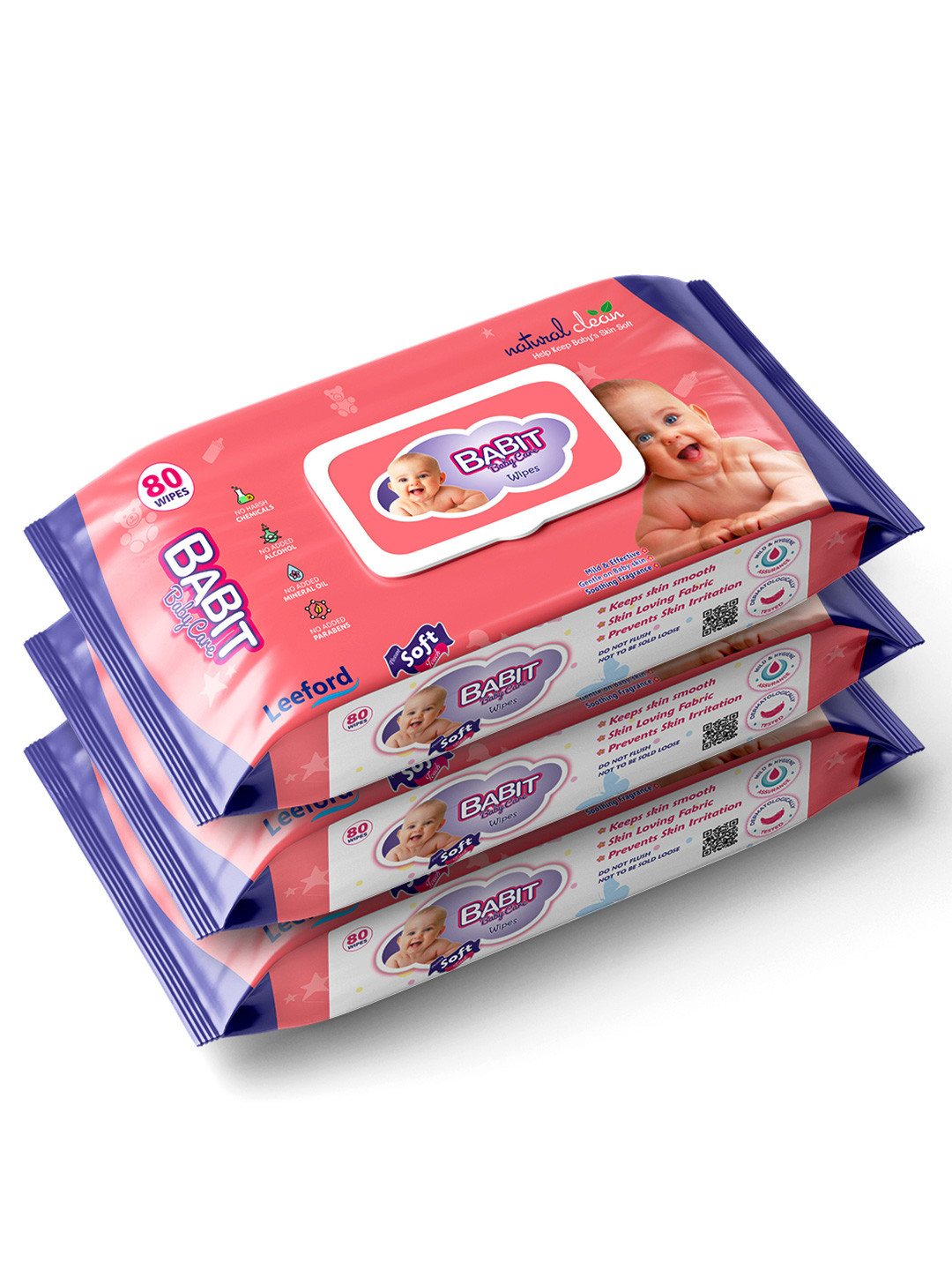Babit Kids Set Of 3 Wet Wipes With Lid & Aloevera - 80 Pcs Each