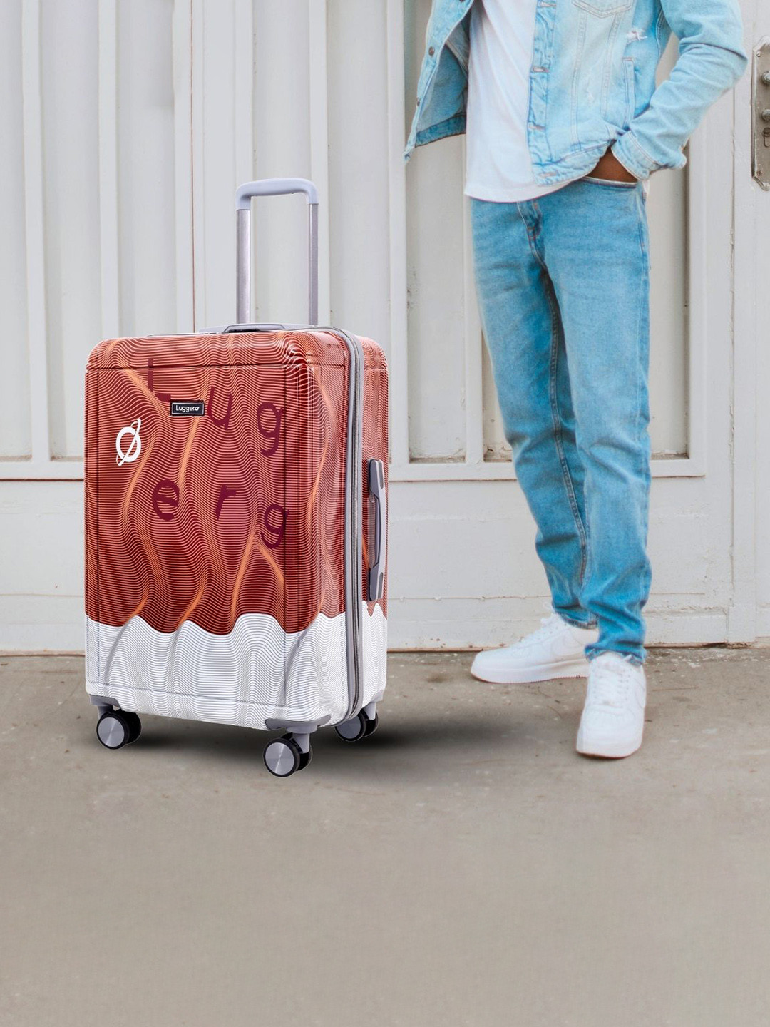 Luggero Set Of 2 Printed 360- Degree Wheeling Suitcase Bag