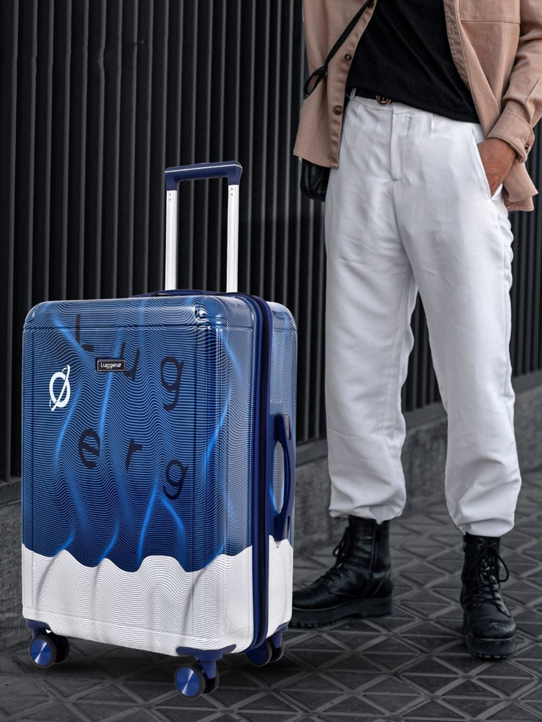 Luggero Printed Hard Case Medium Suitcase Bag