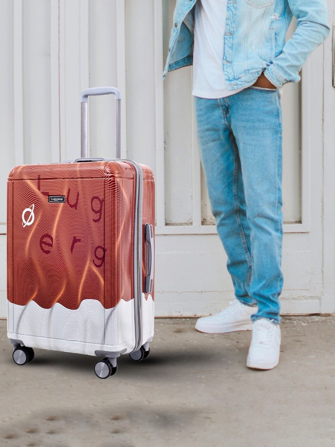 Luggero Set Of 2 Printed Rainproof Security Zippered Suitcase Bag