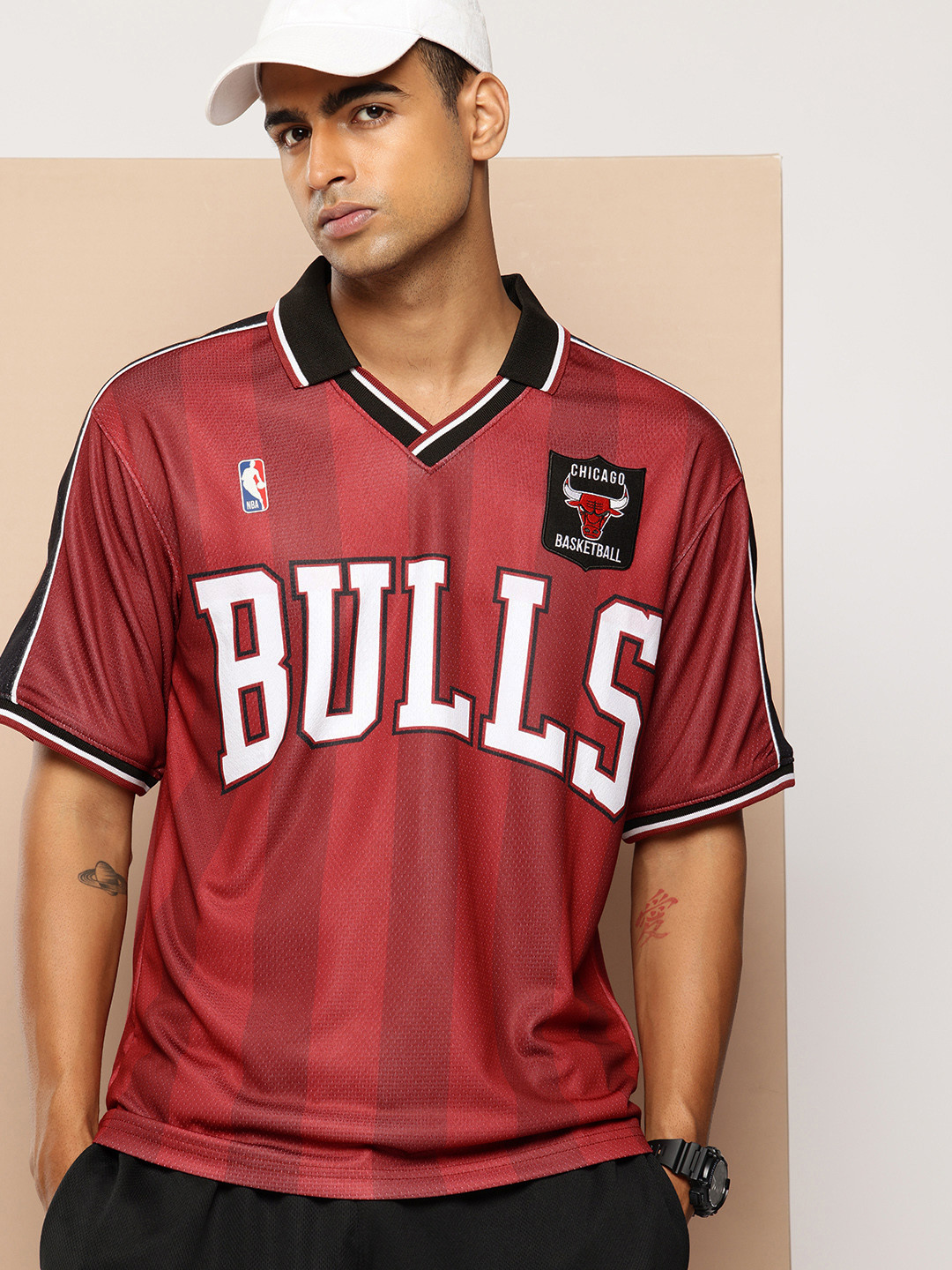 NBA Men Chicago Bulls Vintage Oversized Polo
