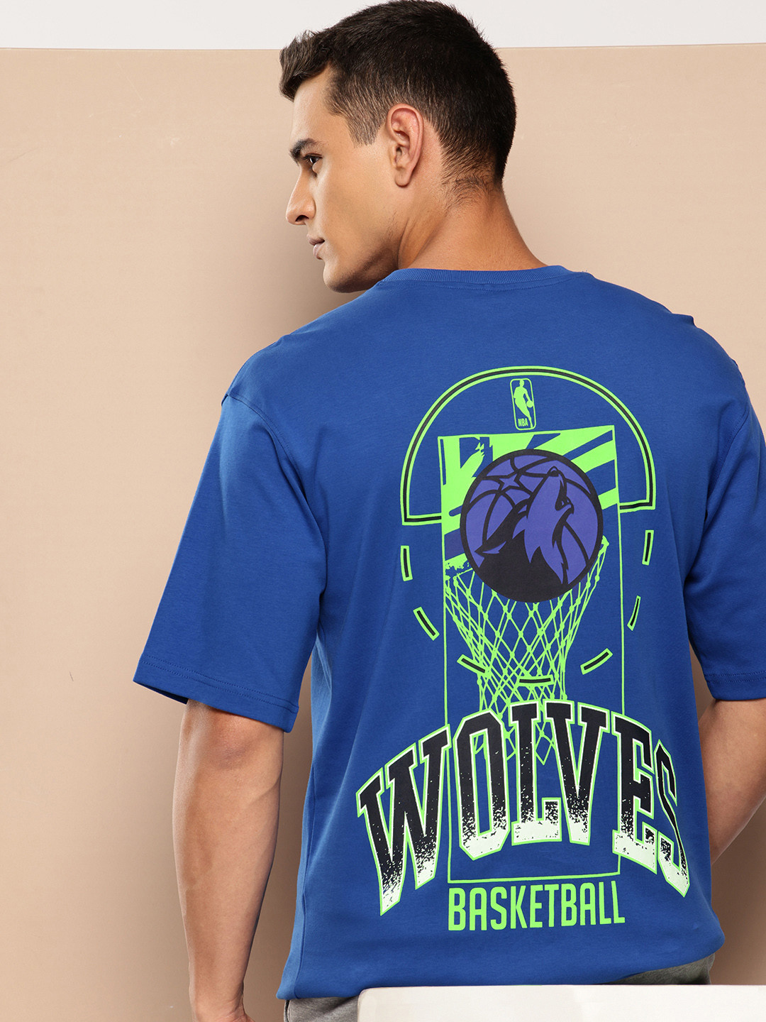 NBA Men Minnesota Timberwolves Printed Oversized  Pure Cotton T-shirt