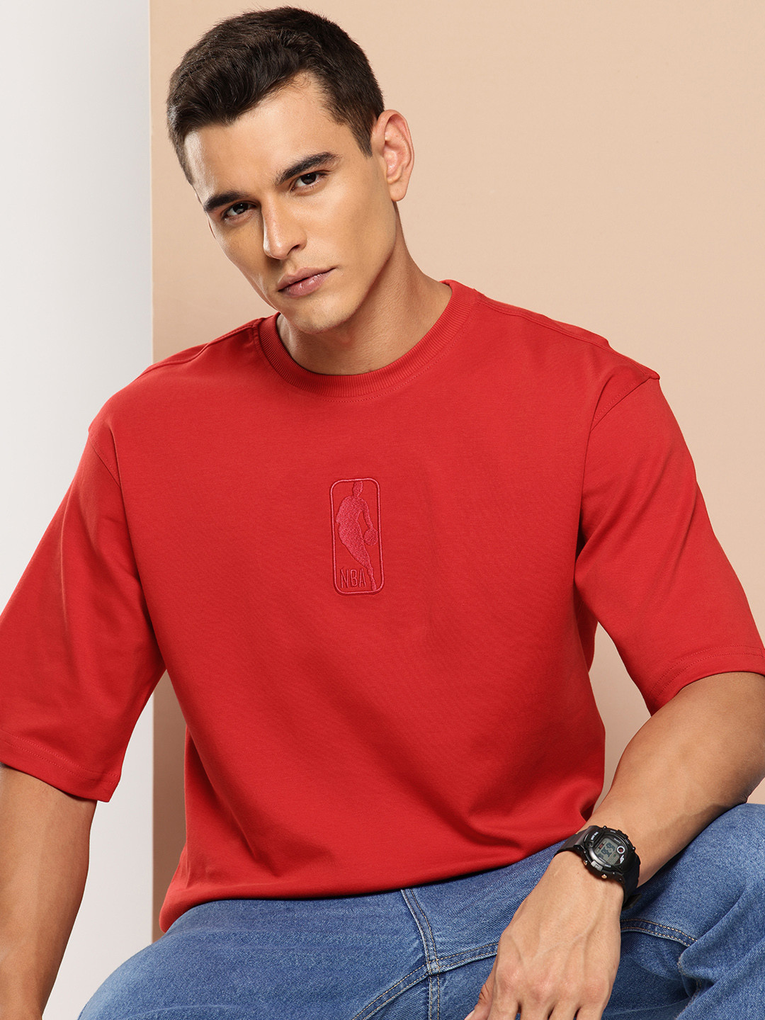 NBA Embroidered Pure Cotton Oversized T-Shirt