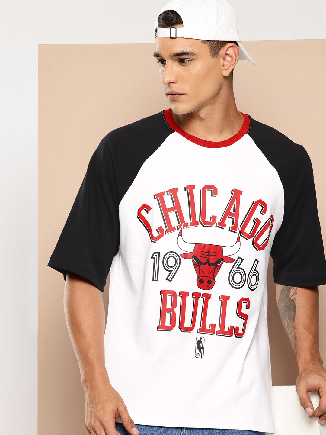 NBA Men Chicago Bulls Printed Oversized Pure Cotton T-shirt