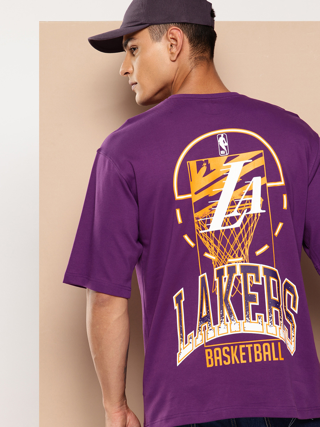 NBA Men Los Angeles Lakers Oversized Pure Cotton T-shirt