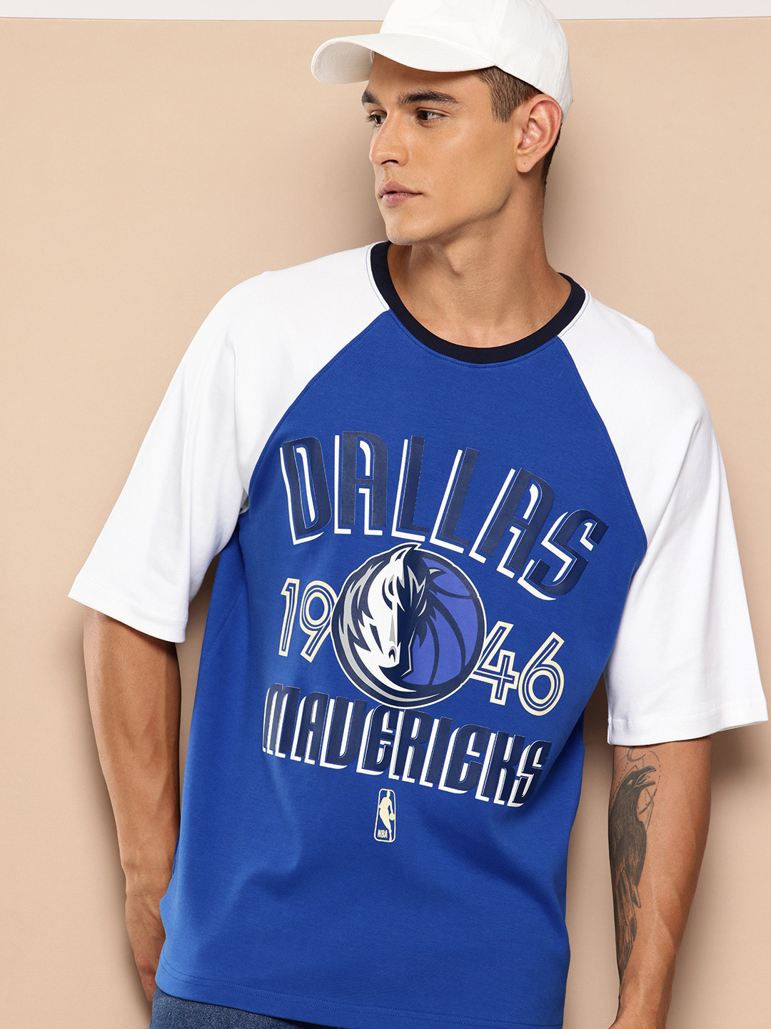 NBA Men Dallas Mavericks Printed Oversized  Pure Cotton T-shirt