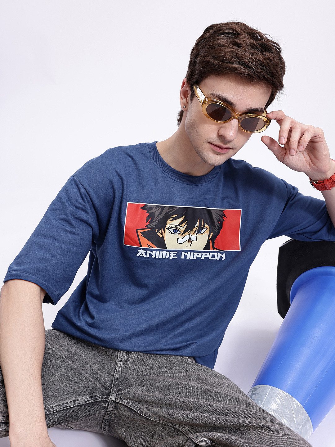 Kook N Keech Anime Nippon Printed Drop-Shoulder Sleeves Oversized T-shirt