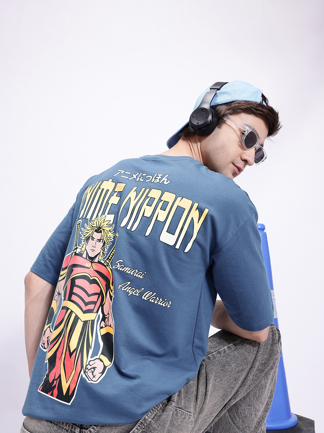 Kook N Keech Anime Nippon Printed Drop-Shoulder Sleeves Oversized T-shirt