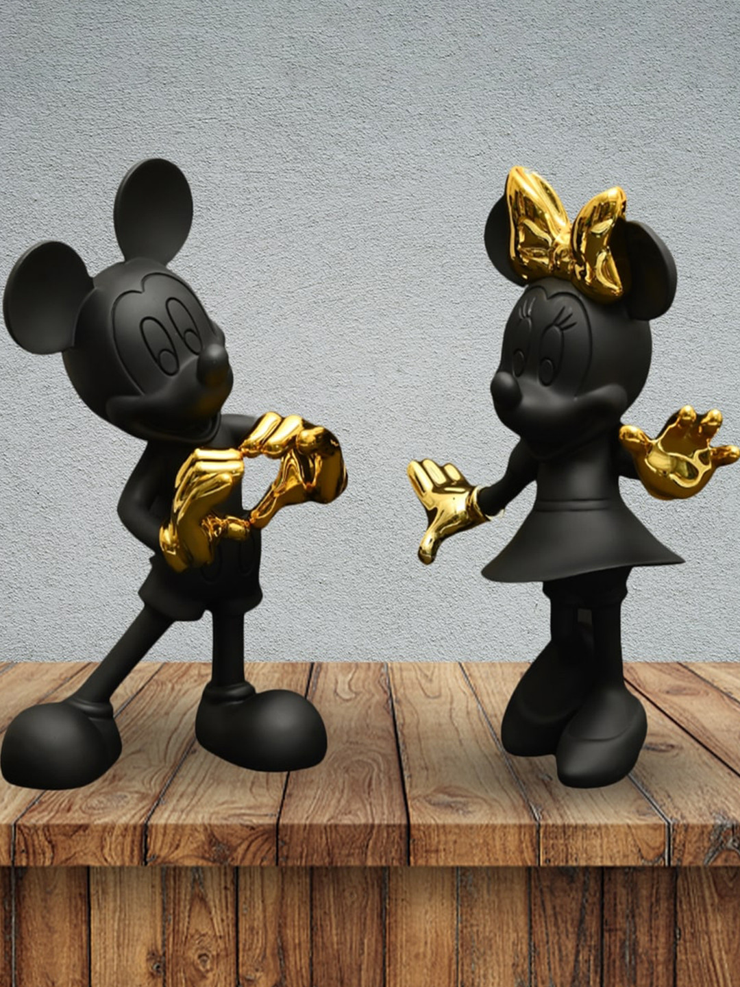 MIDLAND Resin Coloured Toned Black Gold MINNIE Showpiece