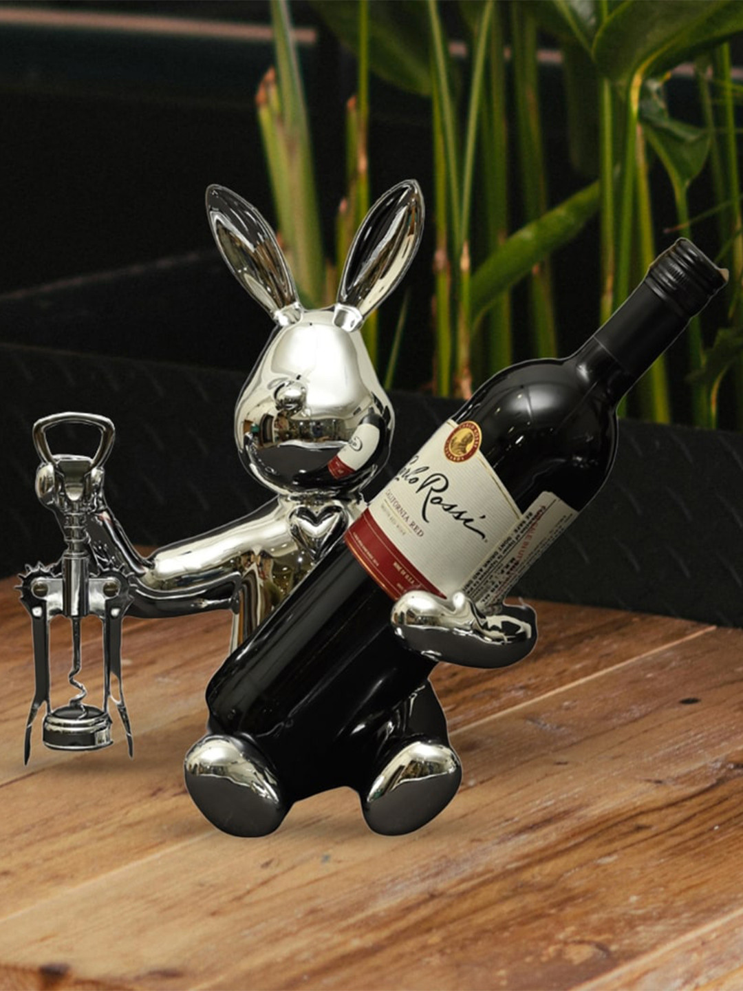 MIDLAND Resin Coloured Toned Silver EDDIE Wine Holder Showpiece