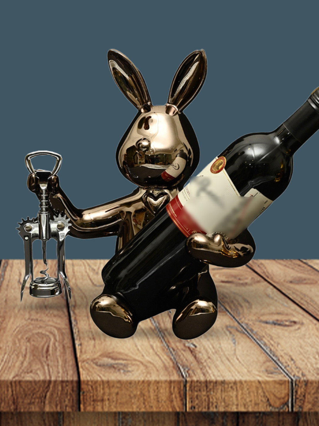 MIDLAND Resin Coloured Toned Gunblack EDDIE Wine Holder Showpiece